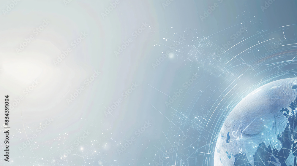 Poster Blue Globe with Lines and Dots for Technology or Global Connection Background