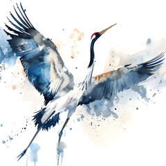 Craneon a white background watercolor hand drawing