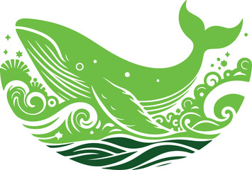 Obraz premium Whale Logo Design Silhouette with different color, suitable for t-shirt or wallpaper