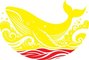 Whale Logo Design Silhouette with different color, suitable for t-shirt or wallpaper