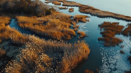 Obraz premium Bird s eye view of the marsh