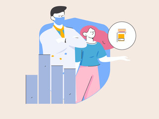 Medical characters fighting the epidemic flat vector concept operation hand drawn illustration
