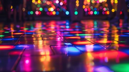 Abstract colorful dance floor in perspective.
