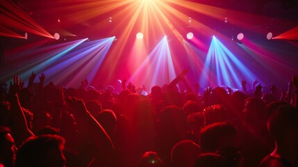 Dancing in a nightclub with laser show
