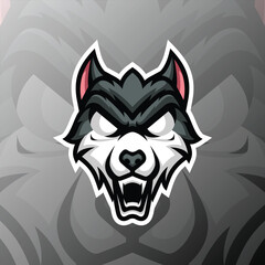 an angry wolf shows its fangs in esports design style
