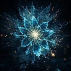 Obraz premium Explosion of blue energy flower