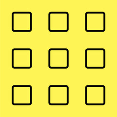 simple square button icon, line vector isolated on yellow background. trendy and modern design
