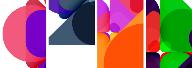 Colorful bright geometric abstract compositions for wallpaper, business card, cover, poster, banner, brochure, header, website