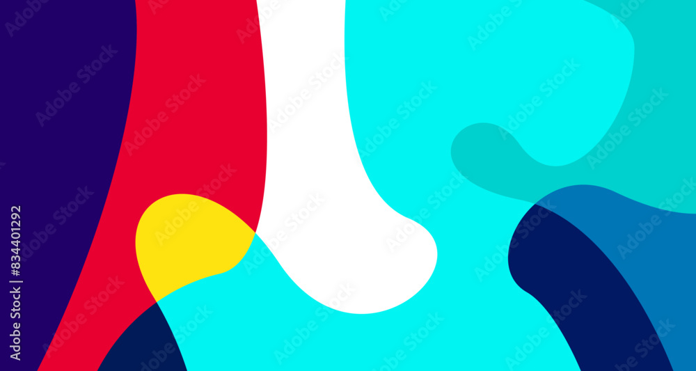 Poster minimalist simple flat colorful fluid geometric abstract background for summer