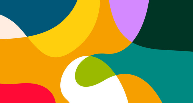 Minimalist simple flat colorful fluid geometric abstract background for summer