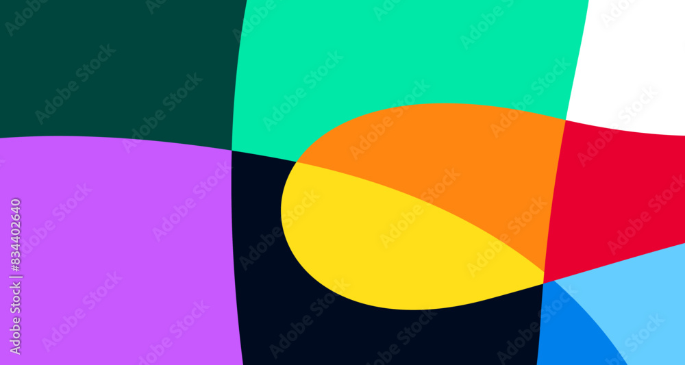 Poster Minimalist simple flat colorful fluid geometric abstract background for summer