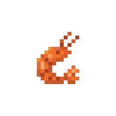 Fototapeta premium A shrimp, pixel art animal