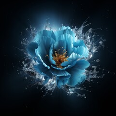 Explosion of blue energy flower