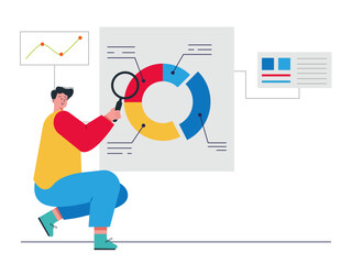 SEO dashboard analysis. SEO vector illustration