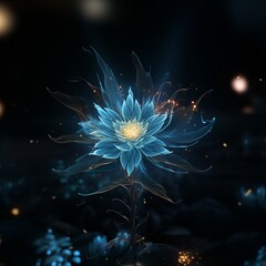 Explosion of blue energy flower