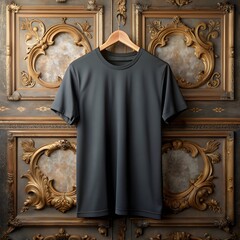 black t-shirt mockup in classic wall background