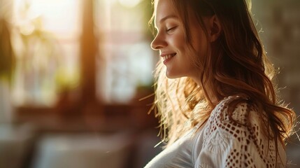 Young pregnant woman receiving a relaxing shoulder massage in a peaceful spa, with a large blurred section for text or product placement