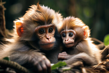 Obraz premium mother and macaque