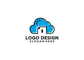 Cloud security server logo vector design template