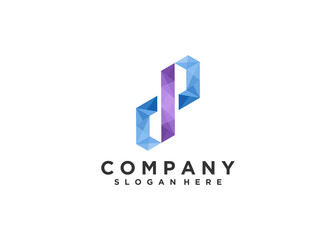 Letter dp origami infinity logo design template