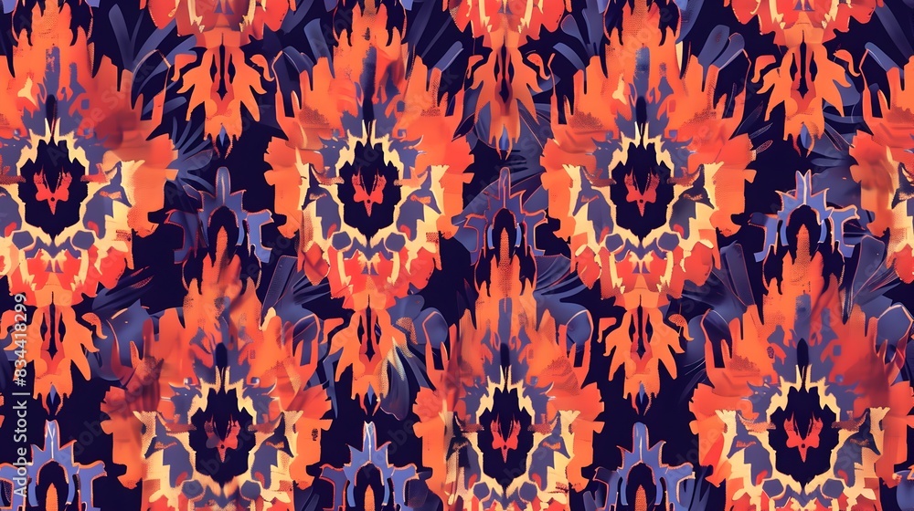 Aufkleber vibrant kaleidoscopic abstract pattern with fiery tones and intricate geometric design