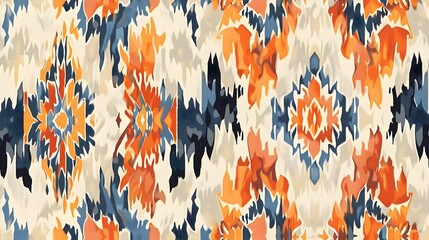 Vibrant Bohemian Inspired Ornamental Pattern in Warm Earthy Tones