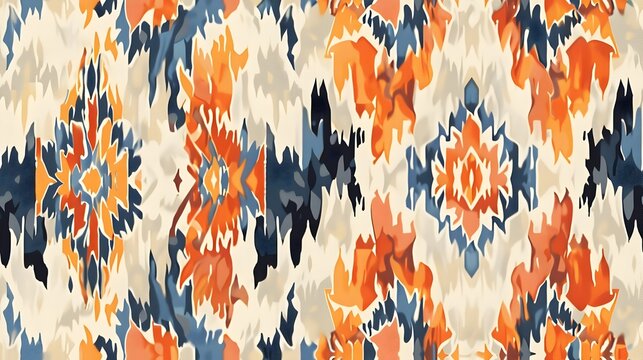 Vibrant Bohemian Inspired Ornamental Pattern in Warm Earthy Tones