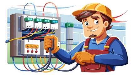 Don't risk electrical hazards! This image depicts a skilled electrician working on a switchboard, ensuring your home's electrical system runs smoothly and safely.