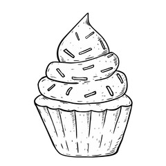 Sketch illustration of a cupcake