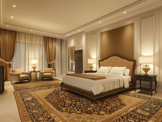interior view of luxury hotel room - ai
