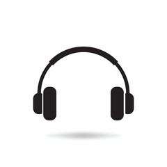 WebVector headphones icon. Black symbol silhouette isolated on modern gradient background