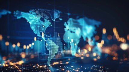 Fototapeta premium Analyzing financial investment plan in relation to economic growth. Global network data banking analytics 