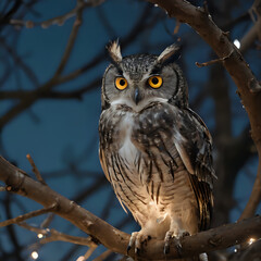 a owl that is sitting on a tree branch