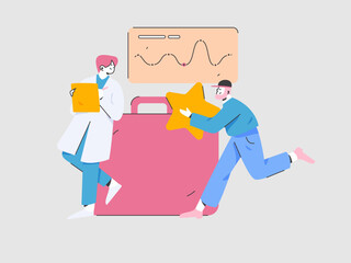 Medical characters fighting the epidemic flat vector concept operation hand drawn illustration
