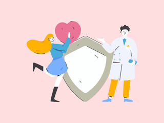 Obraz premium Medical characters fighting the epidemic flat vector concept operation hand drawn illustration 