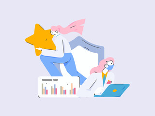 Medical characters fighting the epidemic flat vector concept operation hand drawn illustration
