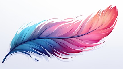 Stunning gradient feather illustration with vibrant blue, purple, and pink hues, perfect for creative projects, design concepts, and digital art.