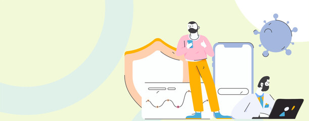 Medical characters fighting the epidemic flat vector concept operation hand drawn illustration
