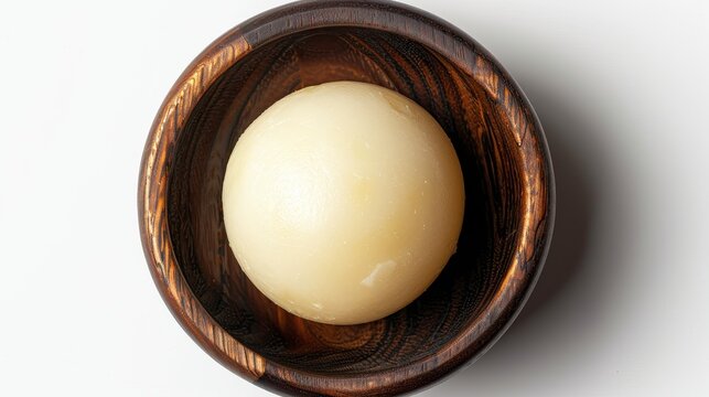 Top view of fufu from West Africa, alone on white background shows cultural delicacy and tradition