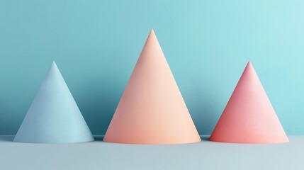 Muted Cones minimal background, Cone shapes in soft colors, modern and clean, minimalist graphics resources
