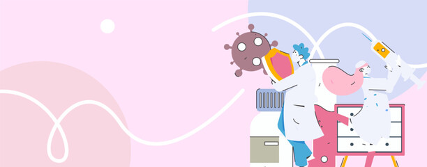 Medical characters fighting the epidemic flat vector concept operation hand drawn illustration
