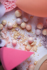 Professional makeup set decorative cosmetics close up