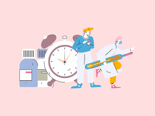 Medical characters fighting the epidemic flat vector concept operation hand drawn illustration
