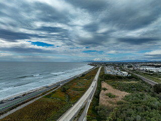 Aerial view of the Pacific Highway near Carlsbad California
