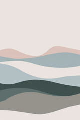 A minimalistic illustration of abstract waves in a single, muted color palette 
