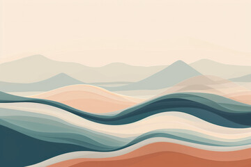 A minimalistic illustration of abstract waves in a single, muted color palette 