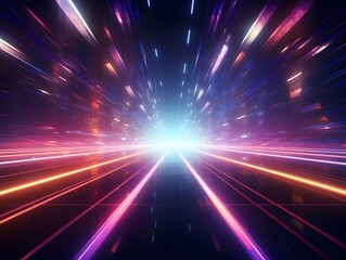 Fototapeta premium Mesmerizing Beams of Radiant Light Illuminate the Vibrant Futuristic Atmosphere