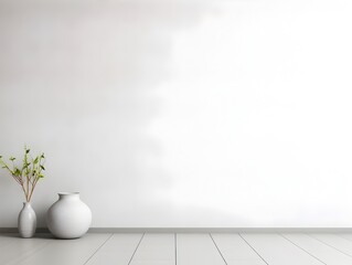 Minimalistic Interior Architecture Studio with White Wall and Display Items