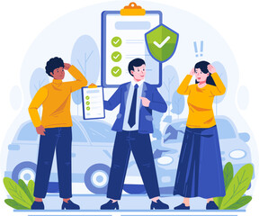 A Male Insurance Agent Holding a Policy Paper Document Settled the Insurance Claim for Two Cars Involved in an Accident