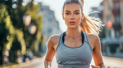 Fit woman exercising outdoors - Sporty young woman doing fitness workout on city street - Active girl jogging outdoors, sporty lifestyle concept, 4k HD wallpaper, background, generated by AI.Active Yo